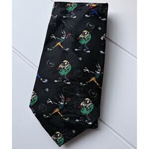 Vintage 90s Looney Tunes Sports Neck Tie Cartoon Novelty Print Nostalgia Retro